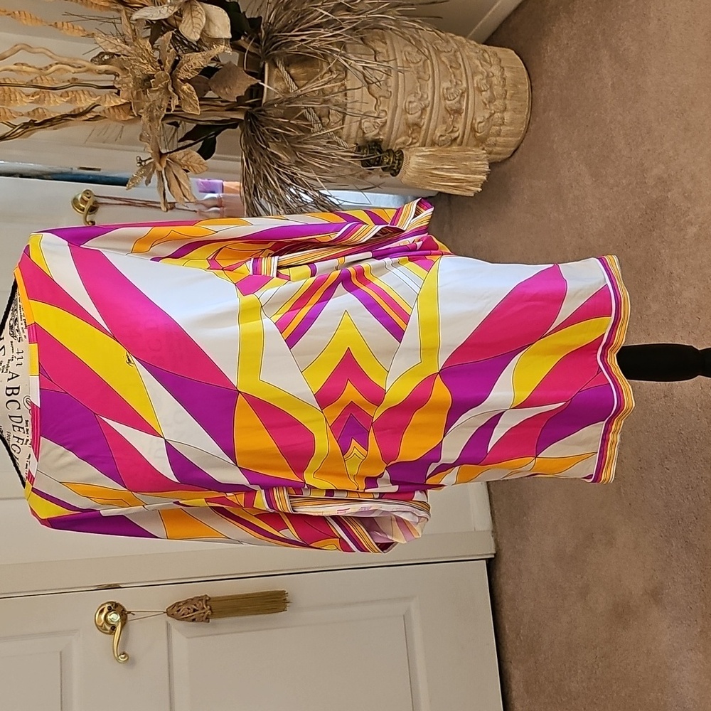 Trina Turk Pink and Yellow Geometric Skirt DESIGNER DRESS!